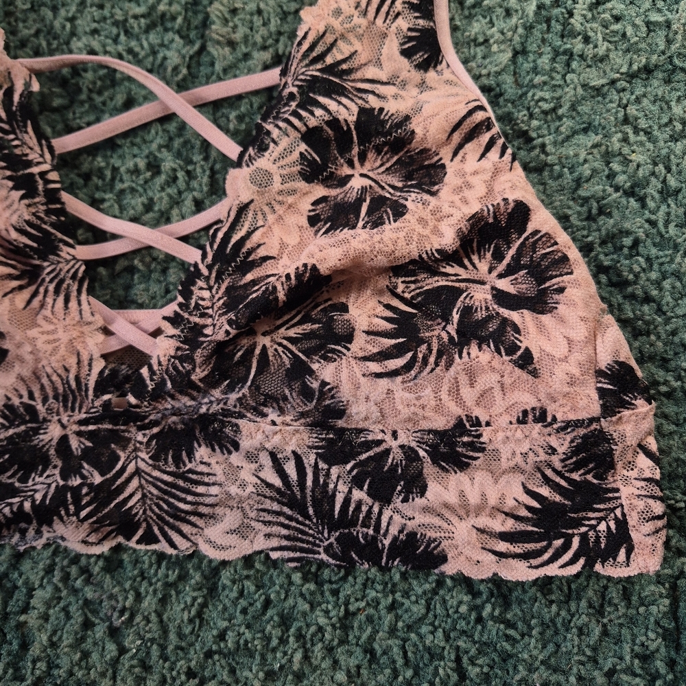 Pink Victoria's Secret Floral Lace Bralette Pink Tropical Large - Picture 4 of 13